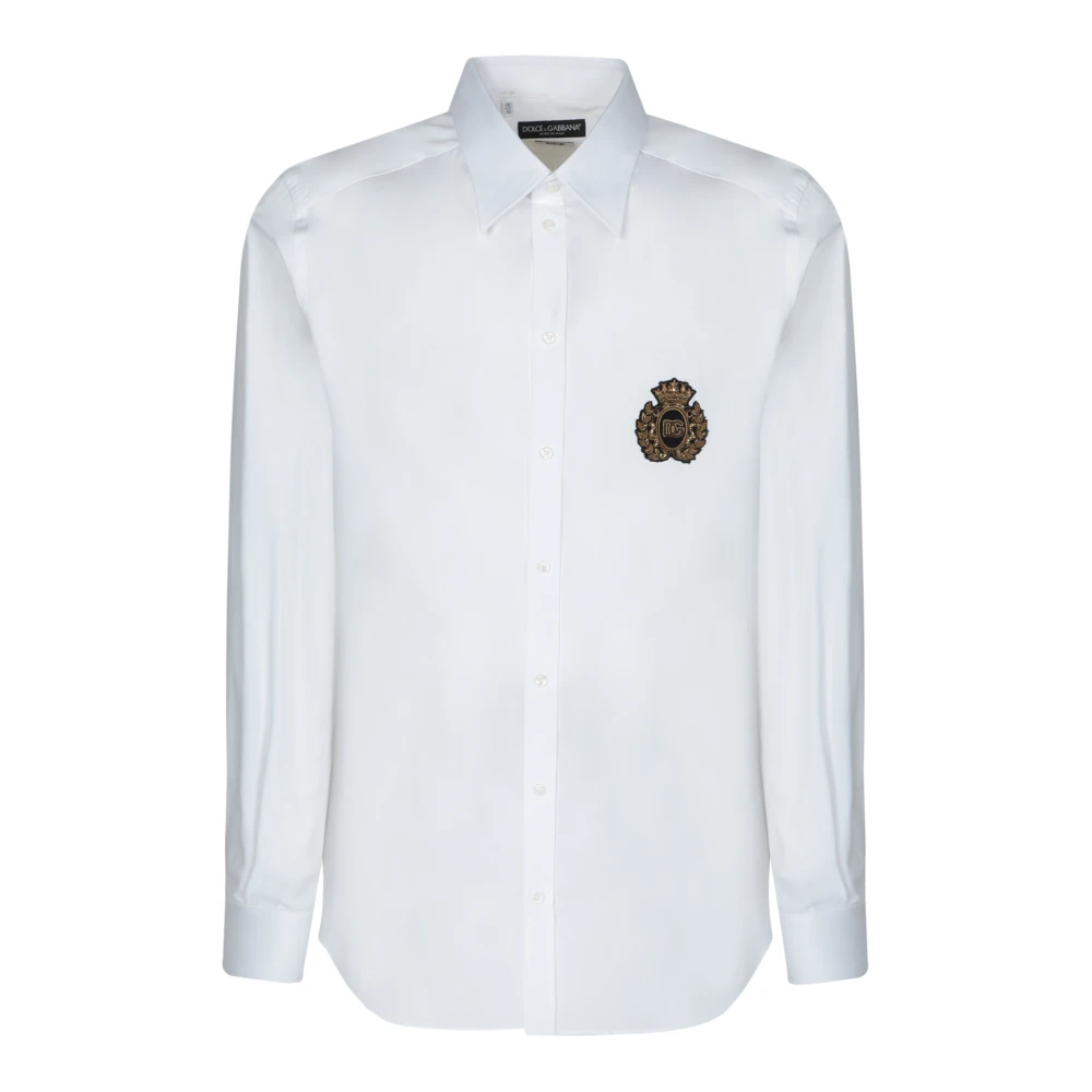 Dolce & Gabbana Men's White Heraldic Patch Shirt