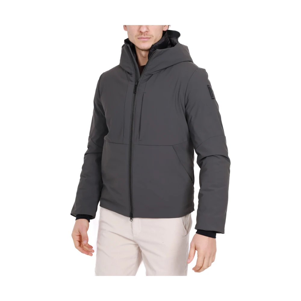 BomBoogie Korte Gewatteerde Winterjas met Capuchon Gray Heren