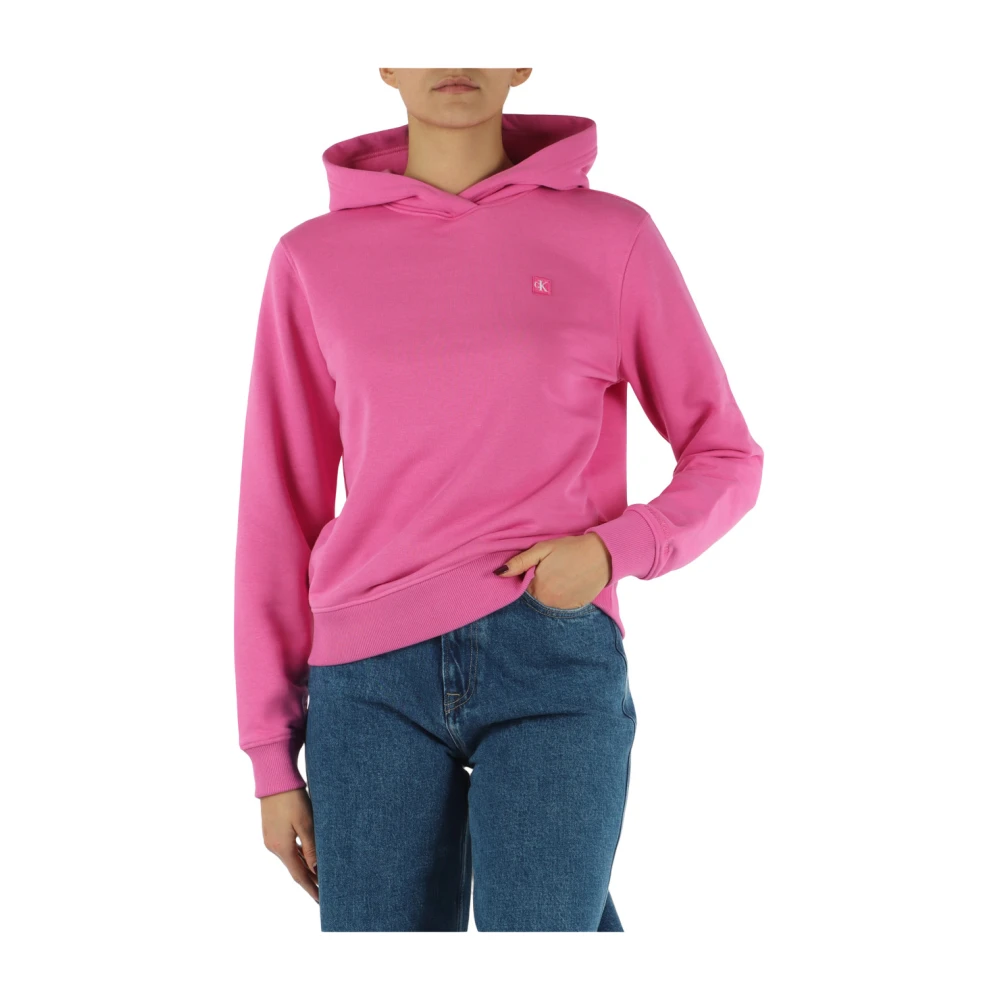 Calvin Klein Jeans Katoenen Hoodie met Logo Patch Pink Dames