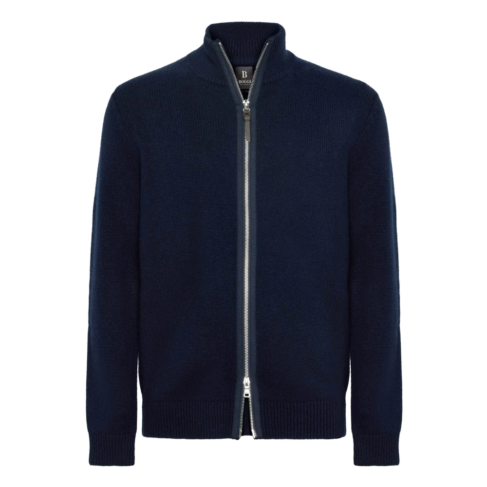 Boggi Milano Cashmere Full-Zip Jumper Blue Heren