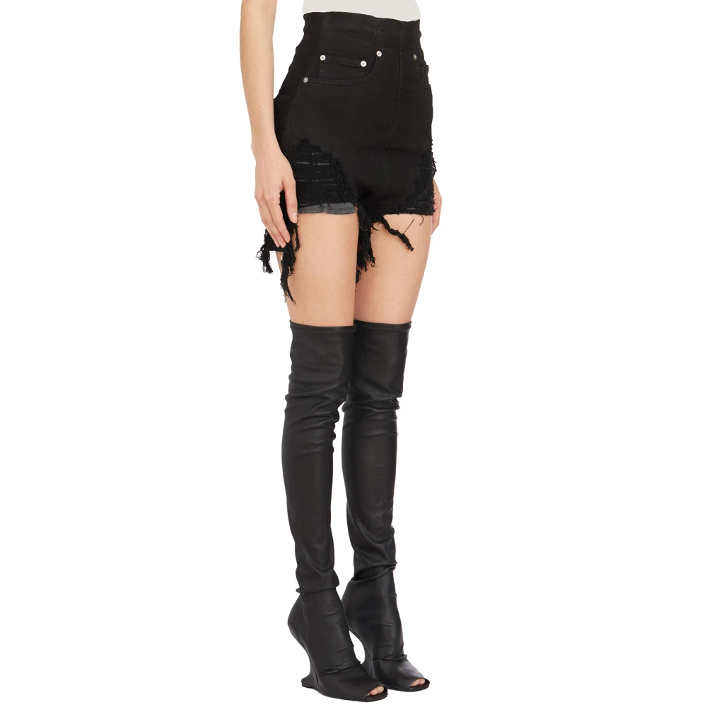 Rick Owens Denim Cutoff Shorts Black Dames