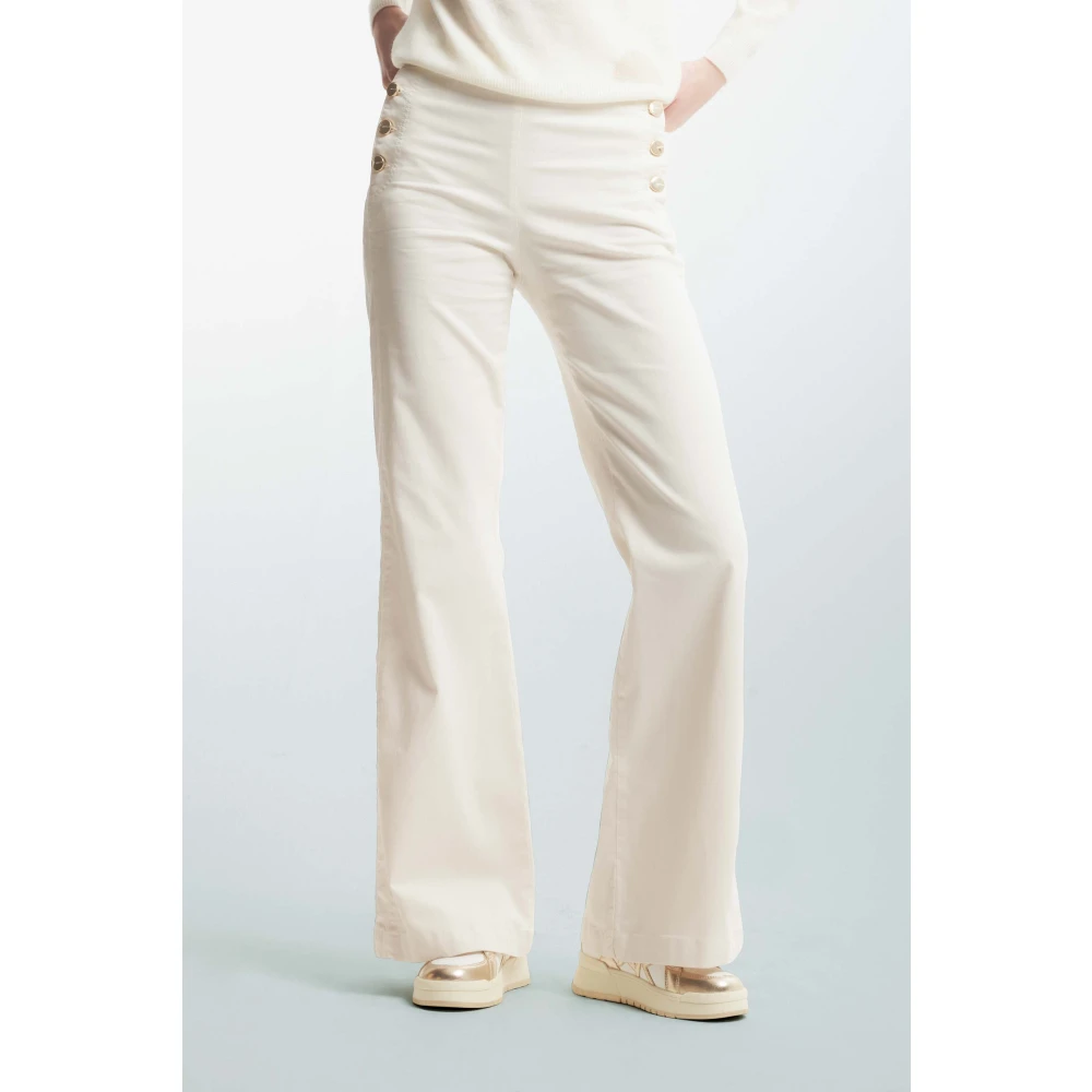 Kocca Flared broek met decoratieve knopen Beige Dames