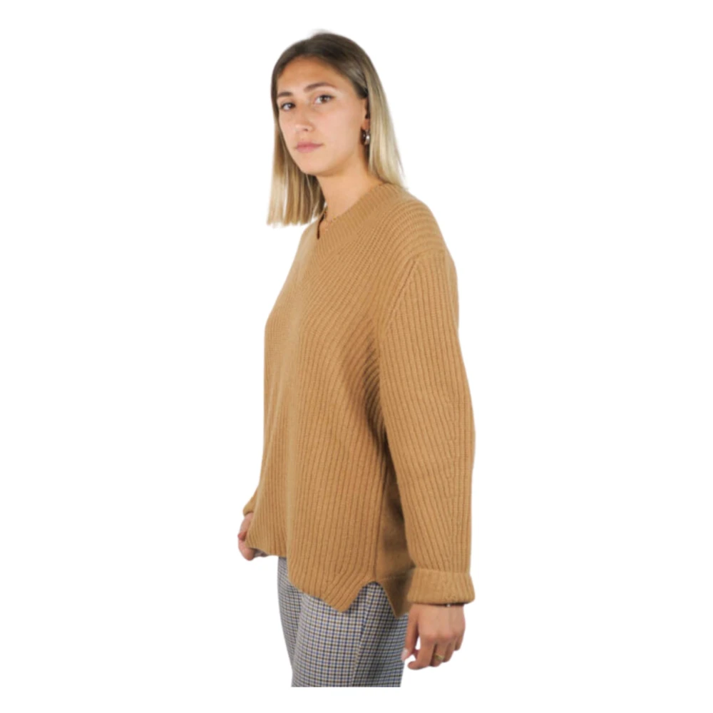 Iblues Zachte Wol Cashmere V-Hals Trui Beige Dames