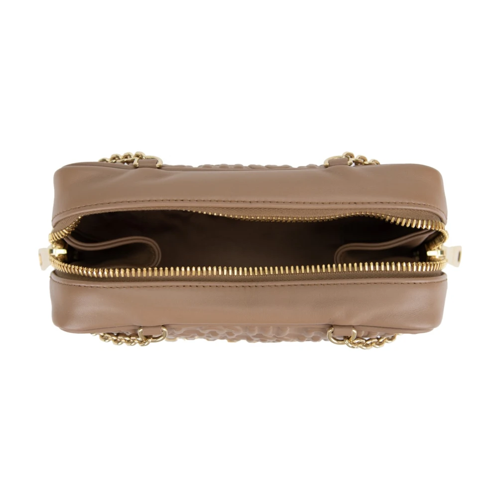 Miu Leren schoudertas met merkmotief Beige Dames
