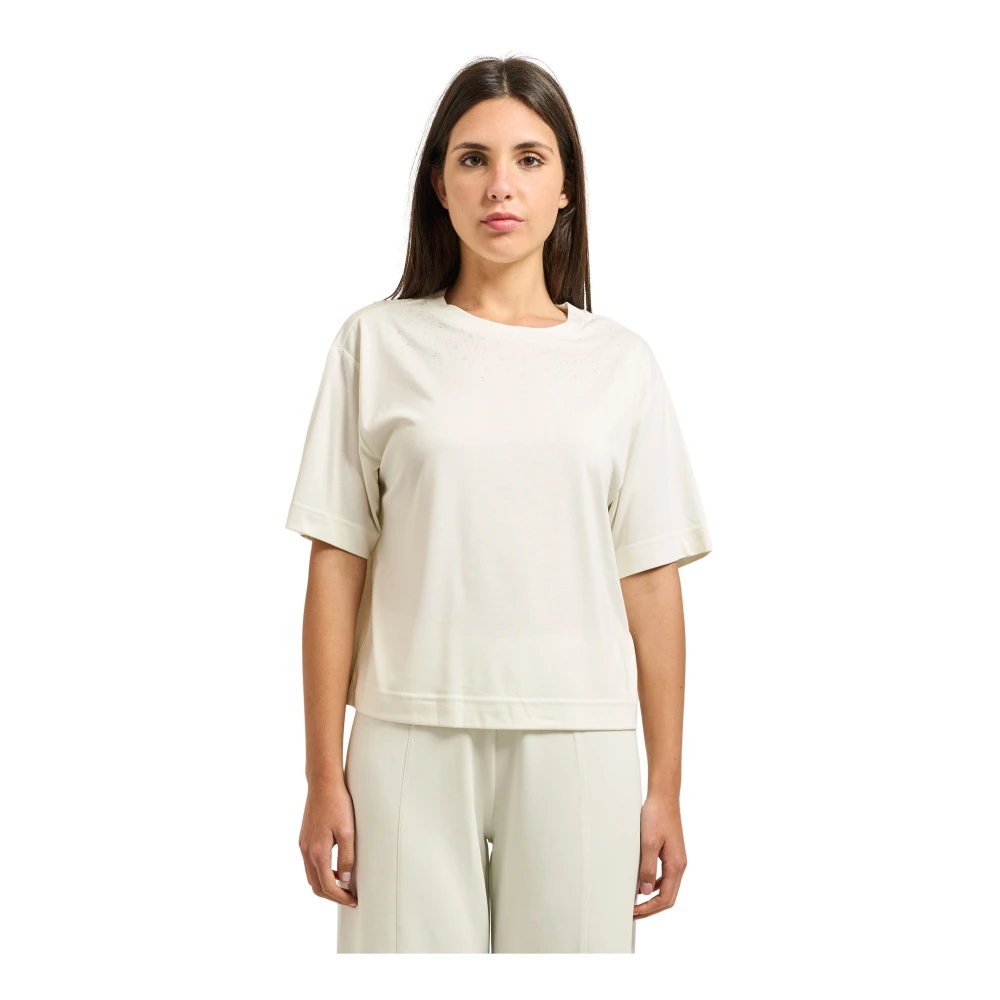 Emporio Armani Kvinno Vit Toppar Dam, L, T-Shirts Och Polos