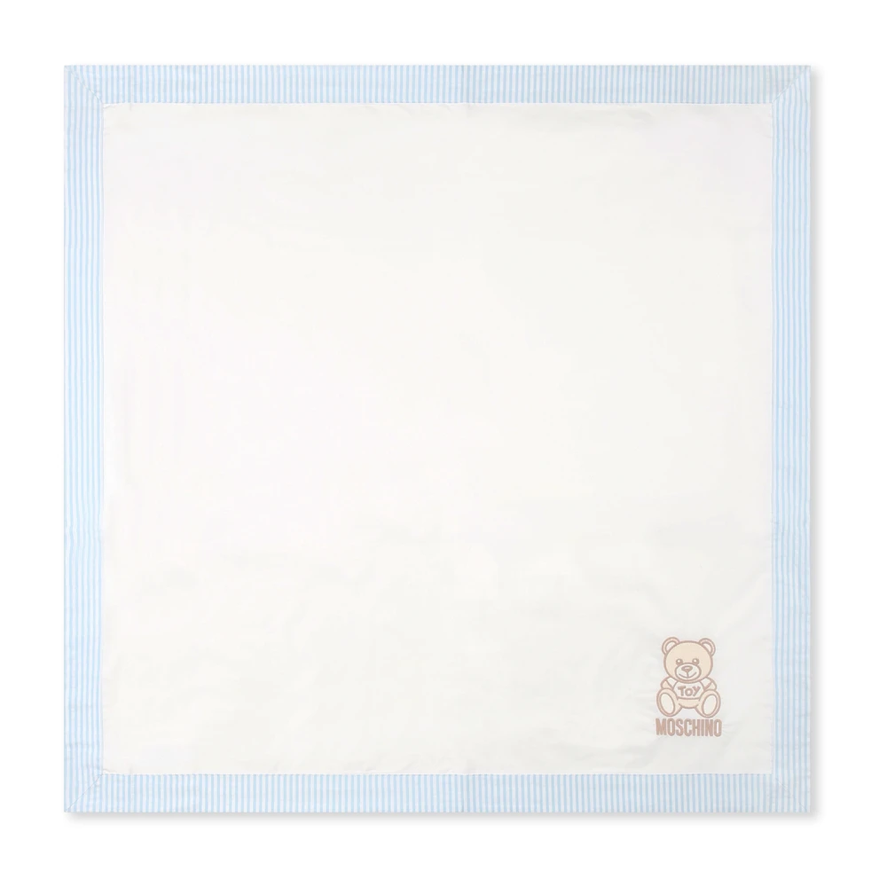 Moschino Teddybeer Wit Katoenen Deken Beige Unisex