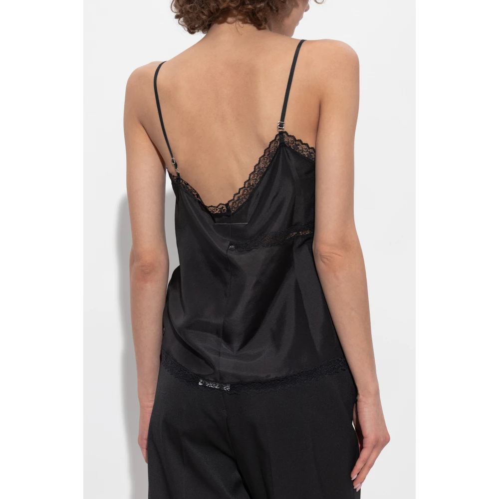 MM6 Maison Margiela Zijden Top met Bandjes Black Dames