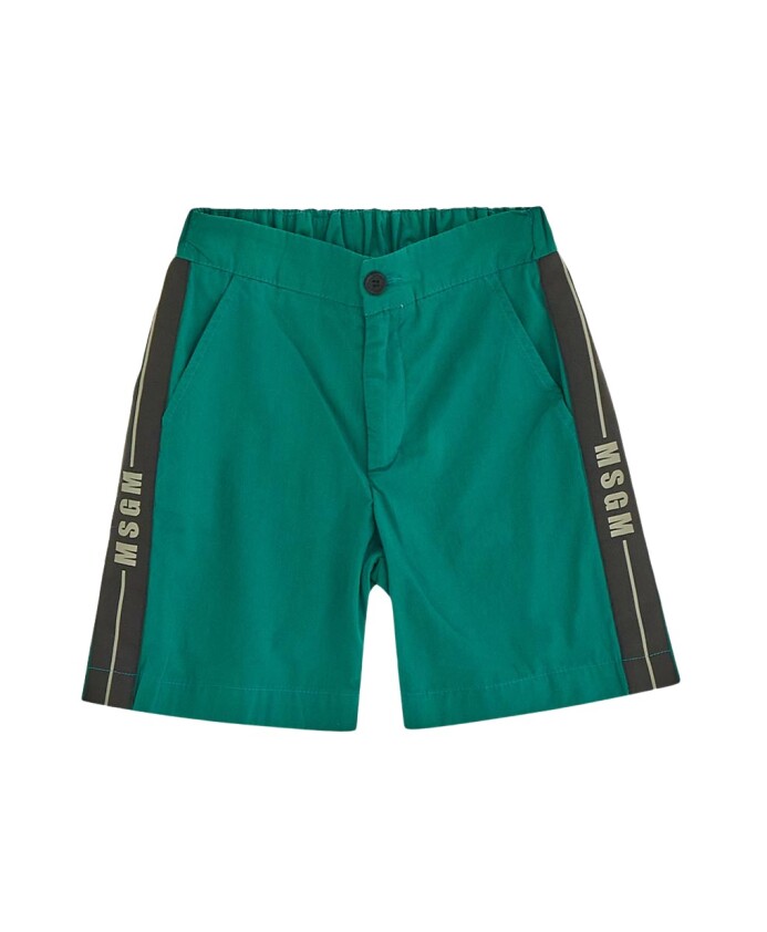 short-vert-en-coton-avec-bande-logo-elastiquee
