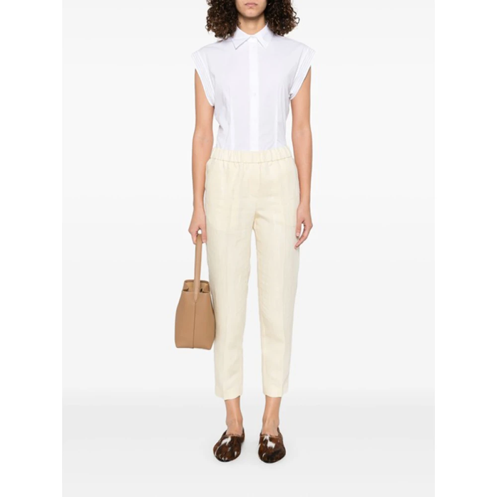 PESERICO Gele broek met kraalrand Beige Dames