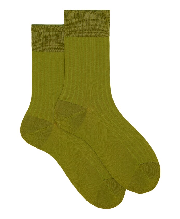 chaussettes-courtes-en-coton-cotele-vert-uni-pour-femmes