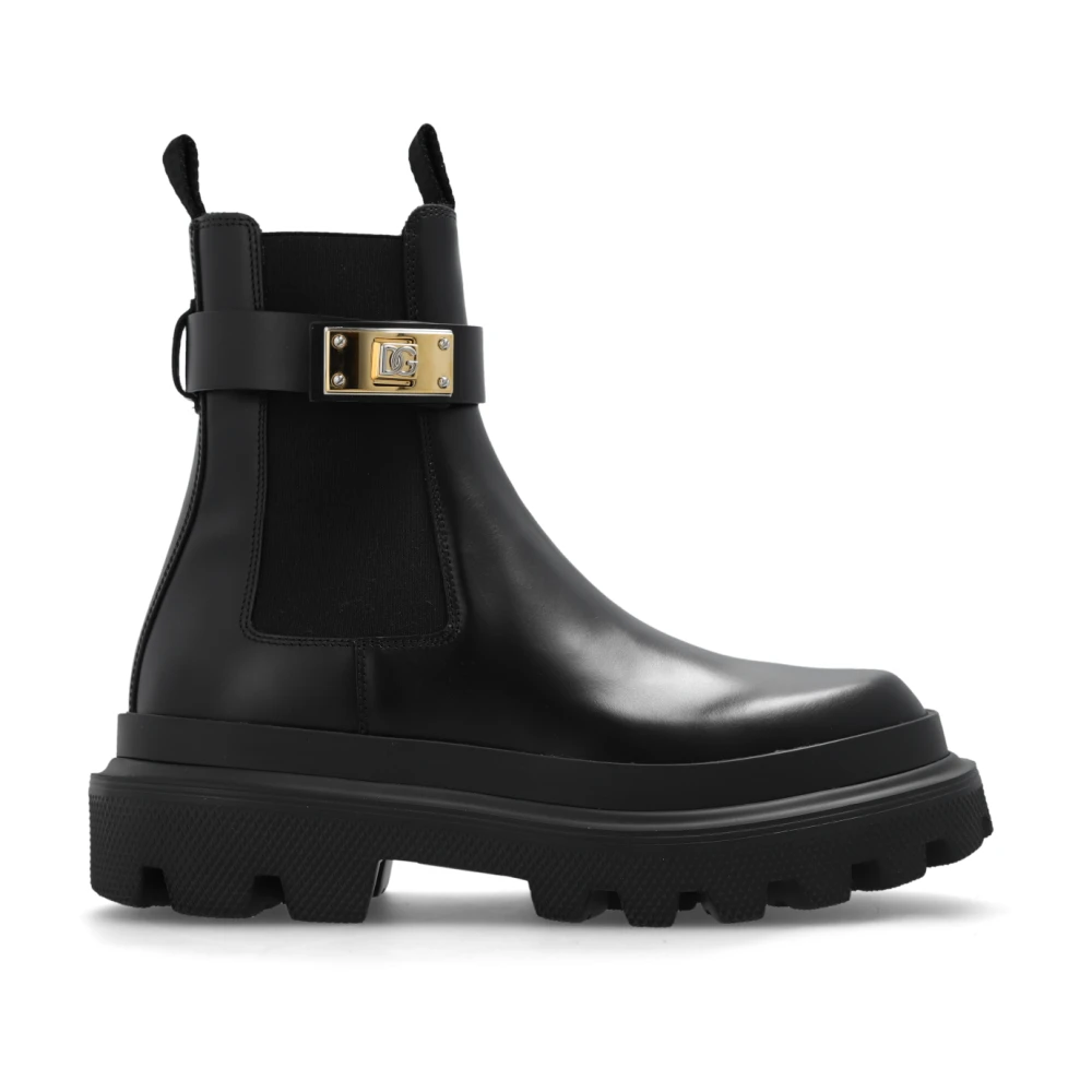 Dolce & Gabbana Vrouw Zwart Schoenen Dames, 36 Eu, Leer, E Enkellaarsjes