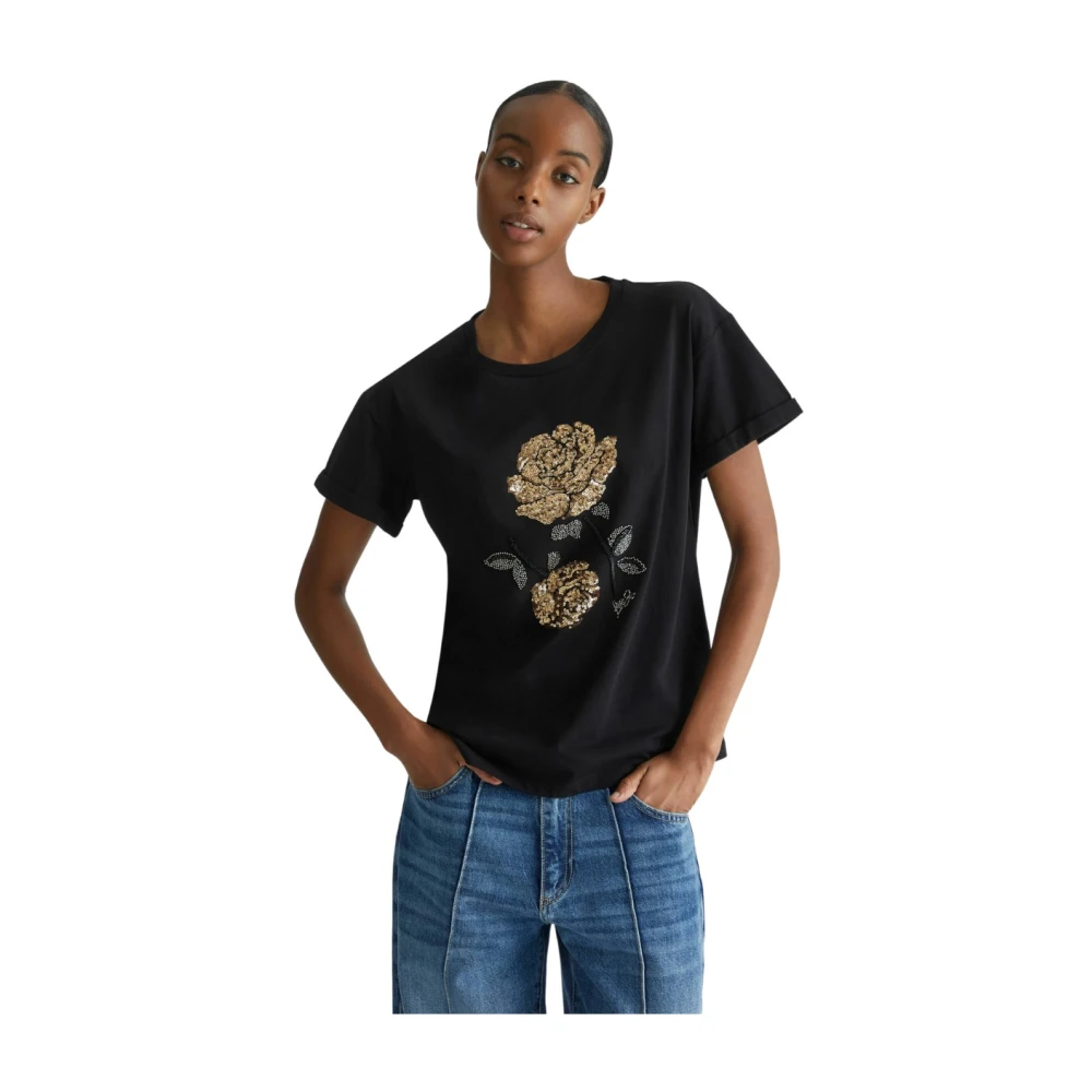 Liu Jo Paillet T-shirt Black Dames