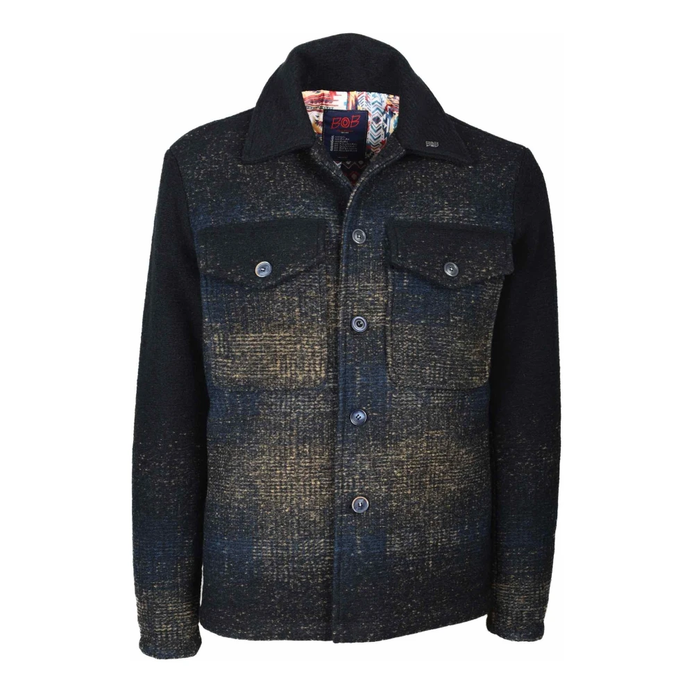 BOB Winterjas Wollen Blend Patroon Multicolor Heren