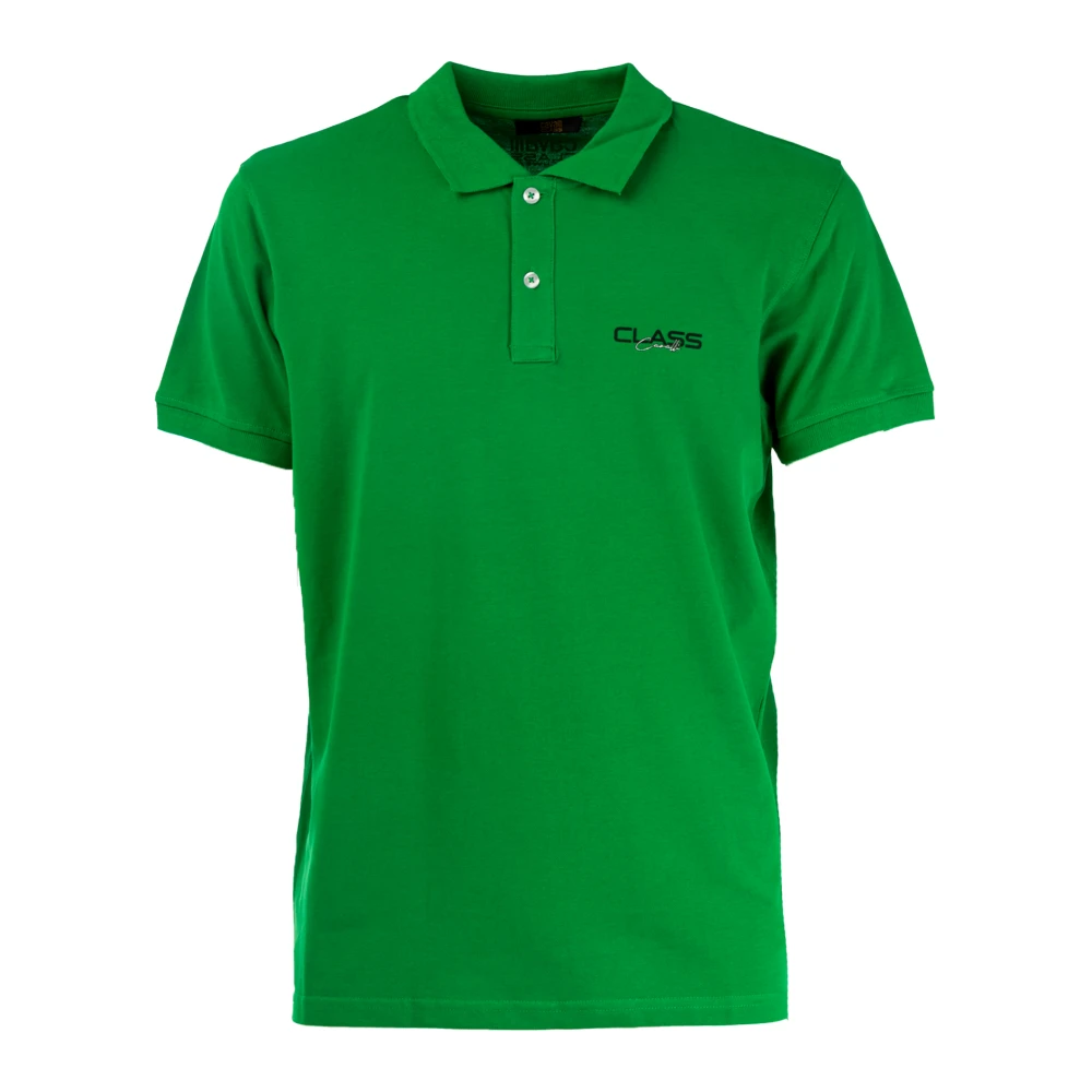 Cavalli Class Groene Polo Shirt 100% Katoen Korte Mouw Green Heren