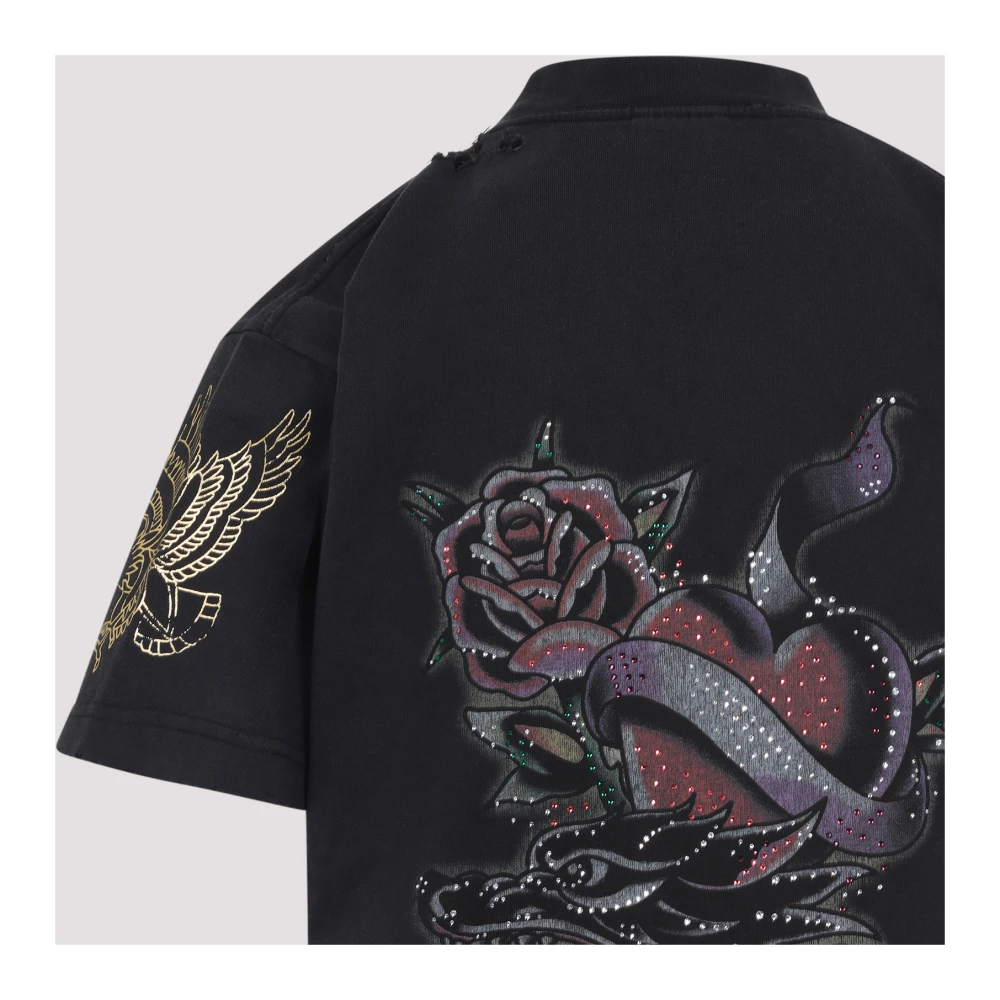 Balenciaga Faded Washed Black T-Shirt Black Dames