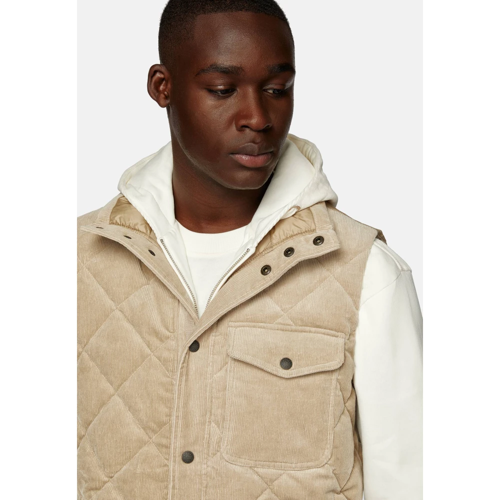 Boggi Milano Gewatteerd katoenen fluwelen vest Beige Heren