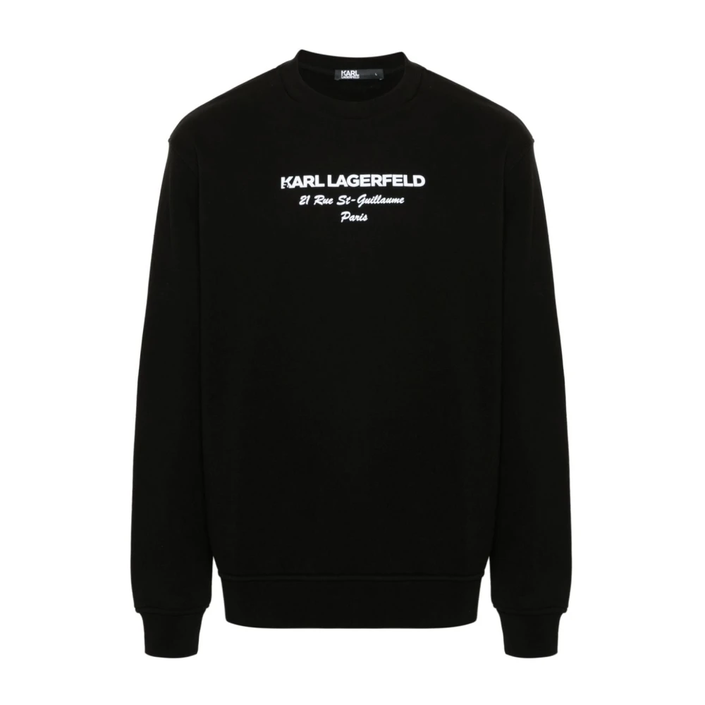 Karl Lagerfeld Zwarte Crew Neck Sweater Logo Detail Black Heren