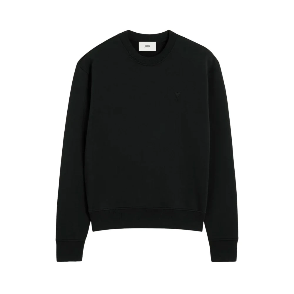Ami Paris Zwart Hart Sweatshirt Loopback Katoenen Fleece Black Heren