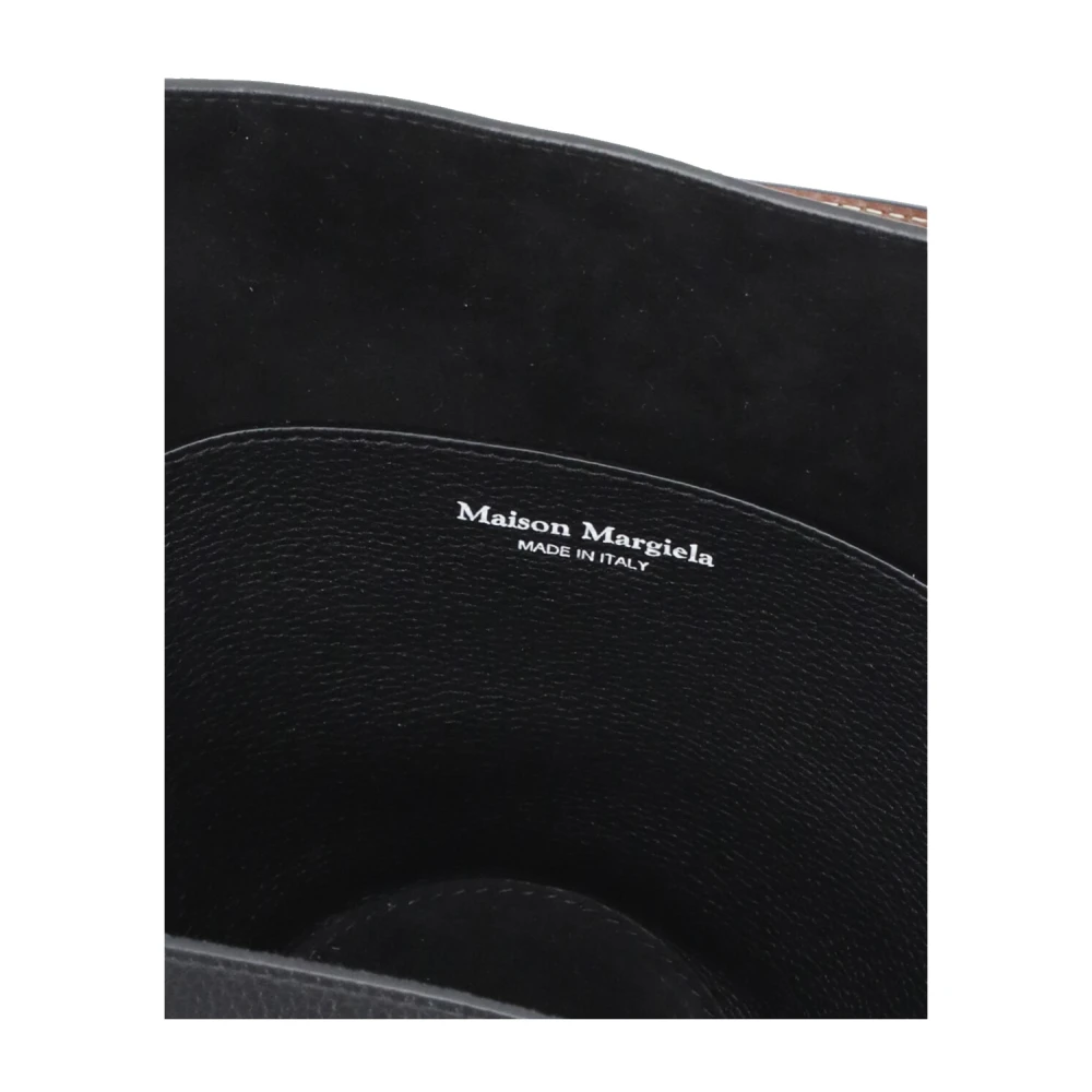 Maison Margiela Zwarte leren handtas met contrasterende handvatten Black Dames