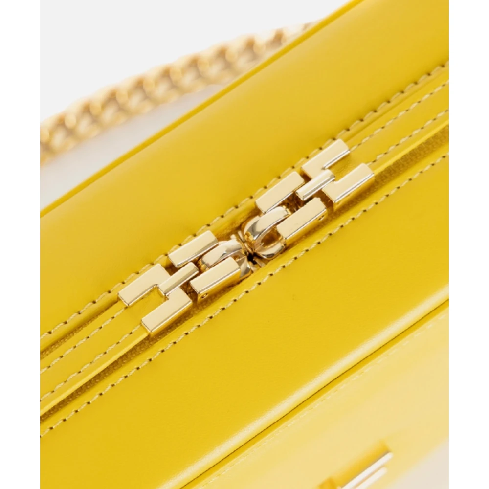 Elisabetta Franchi Gele Schoudertas met Kettingriem Yellow Dames