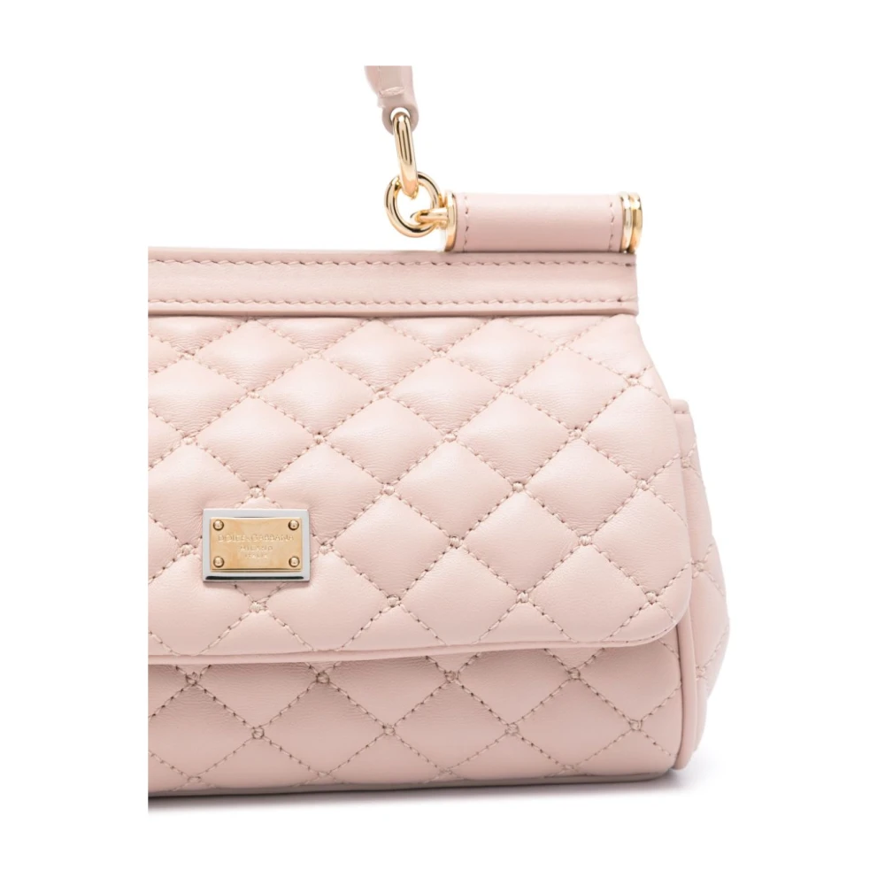 Dolce & Gabbana Sicily Leren Handtas Powder Pink Dames