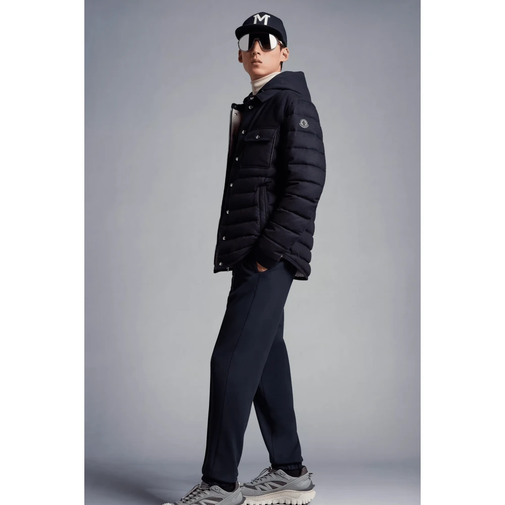 Moncler Navy Blauwe Fleece Joggers Blue Heren