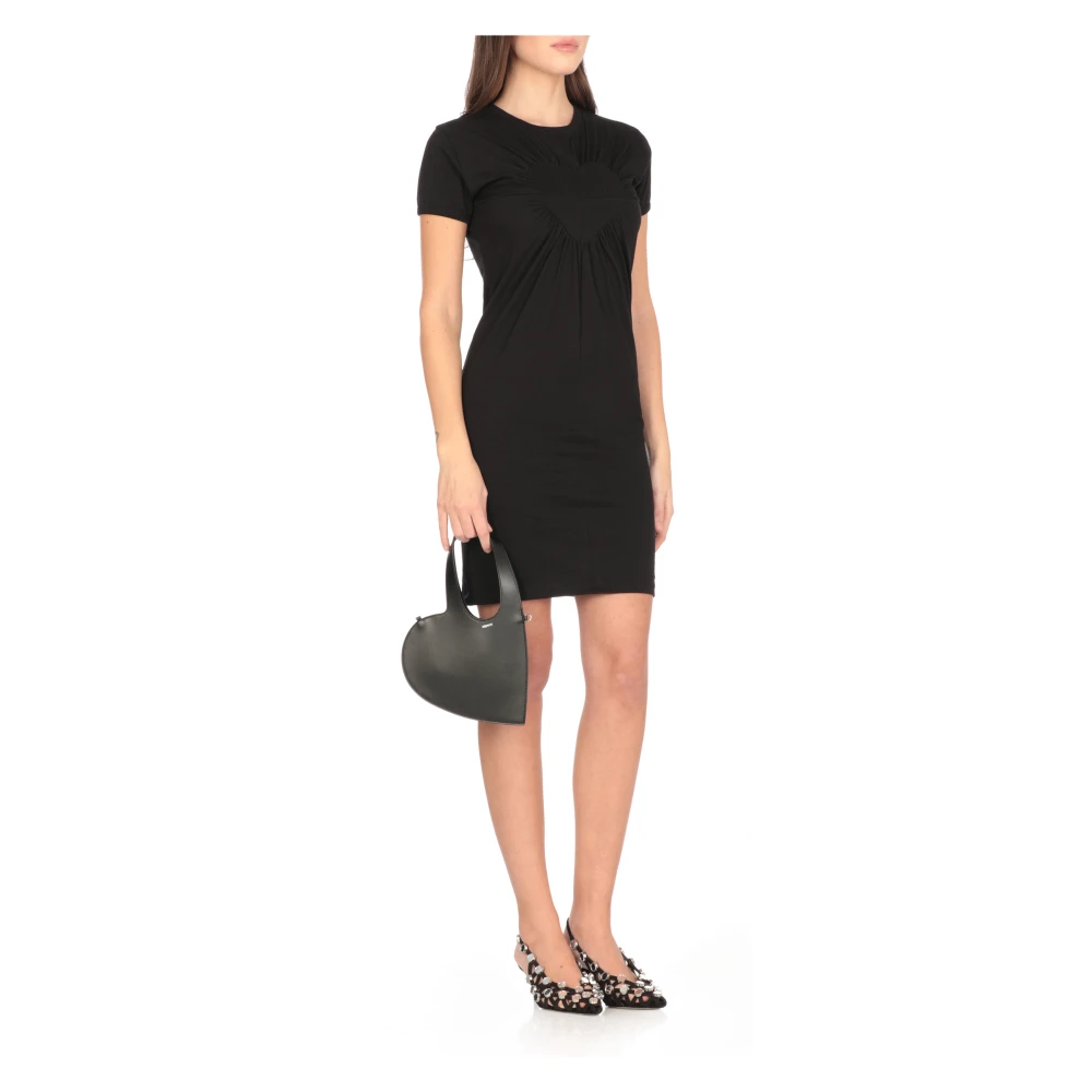 Coperni Zwarte Katoenen Jurk met Hartdetail Black Dames