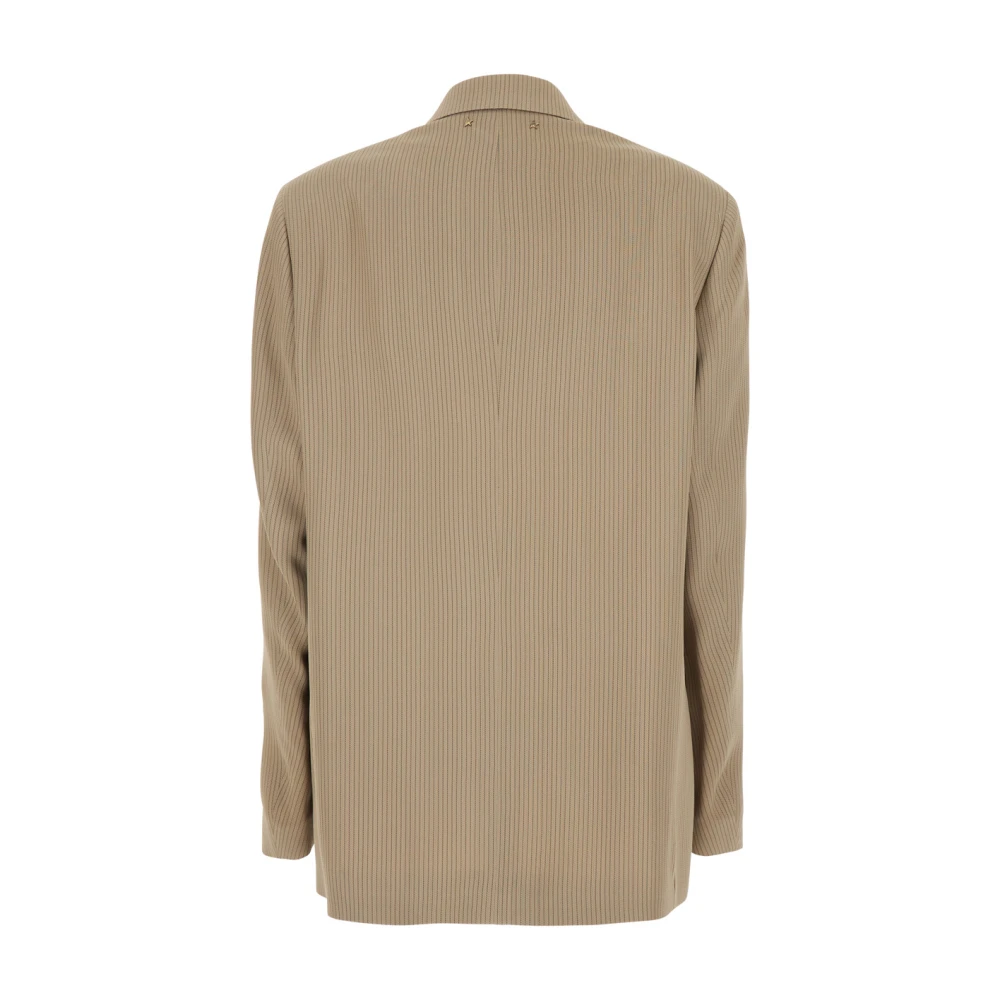 Golden Goose Beige Pinstripe Jas Vrouw Viscose Mix Beige Dames