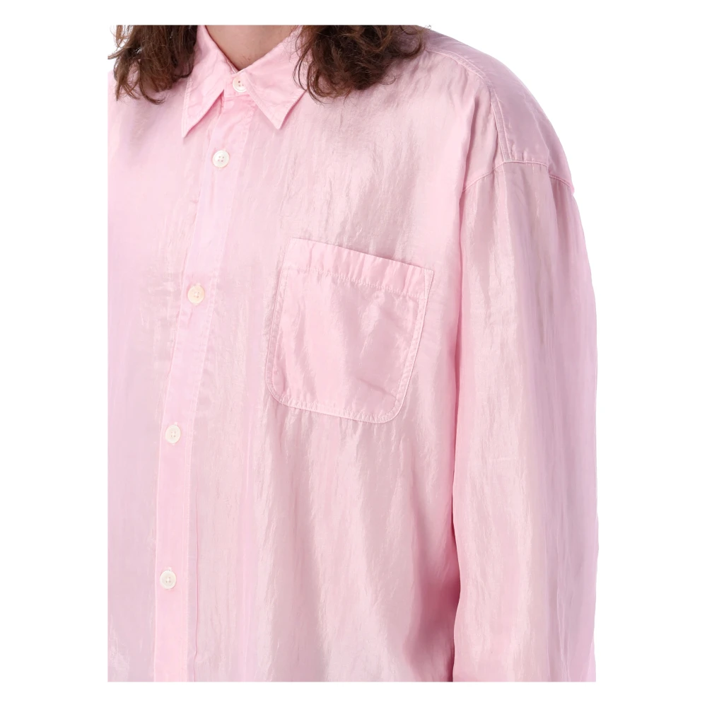 Our Legacy Mooie Roze Overhemd met Moeder van Parel Knopen Pink Heren