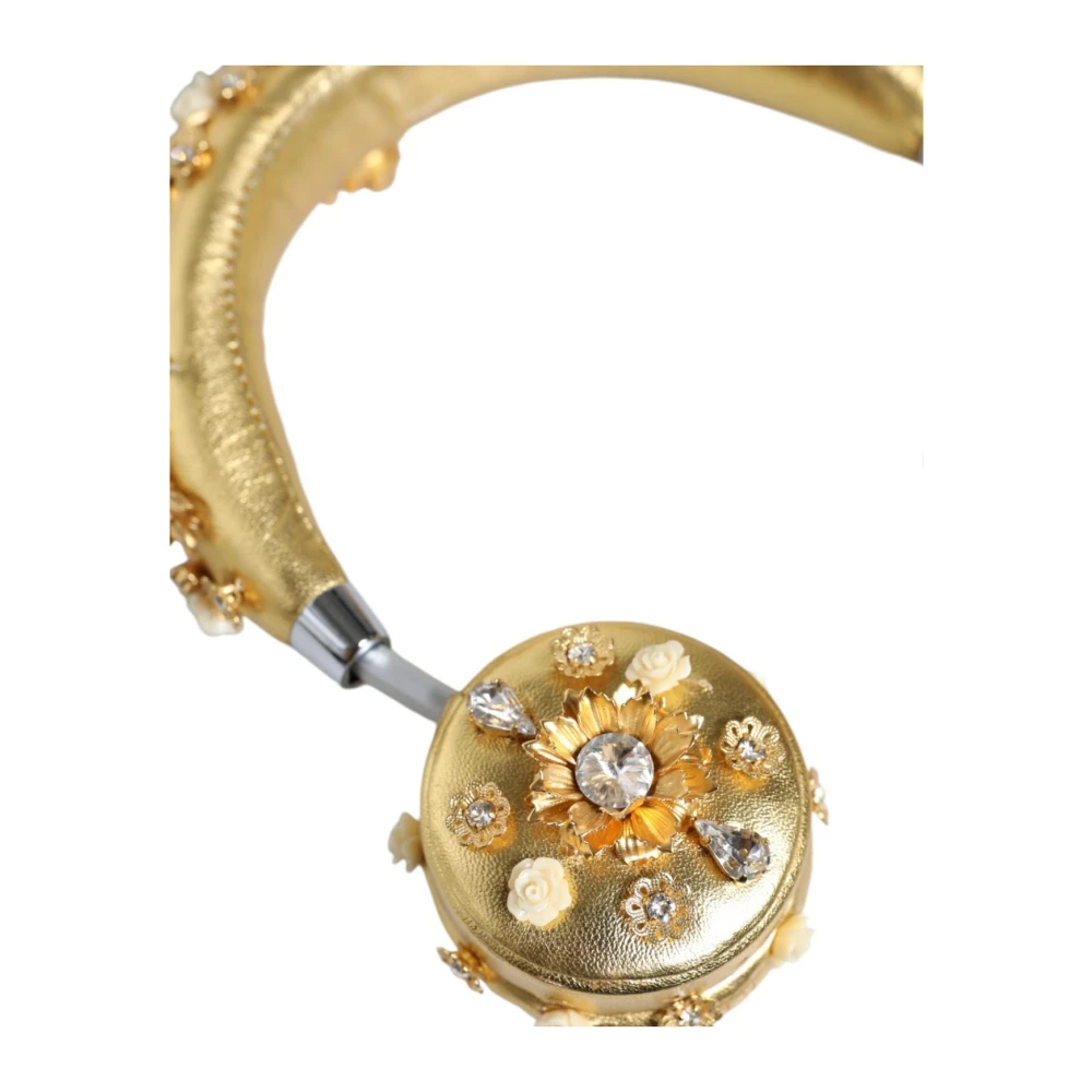 Dolce & Gabbana Gouden Bloem Kristal Hoofdtelefoons Yellow Dames