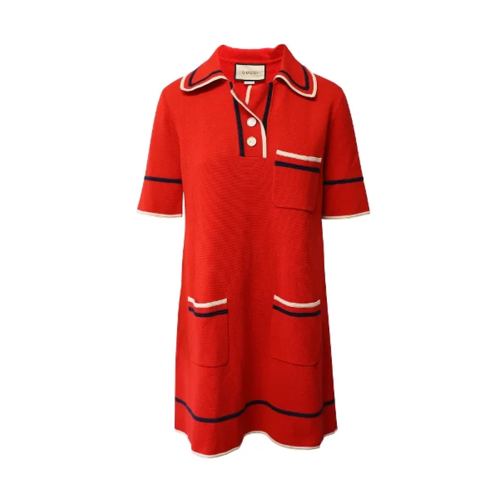 Gucci Vintage Pre-owned Cotton dresses Red Dames