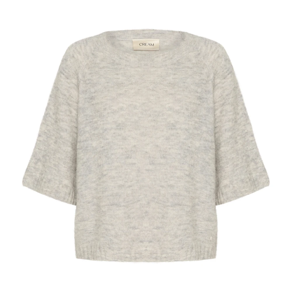 Cream Stickad Blus Ljusgrå Melange Gray, Dam