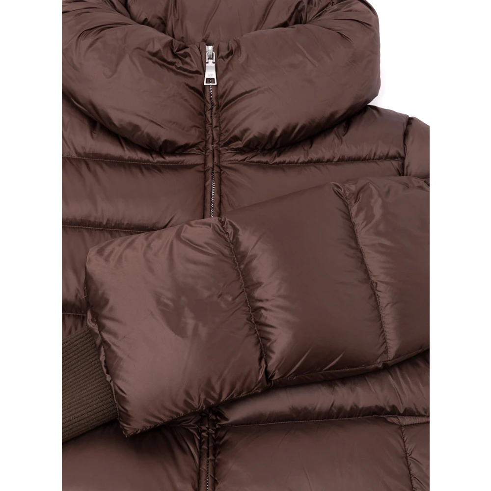 add Afneembare gebreide manchetten donsjack Brown Dames