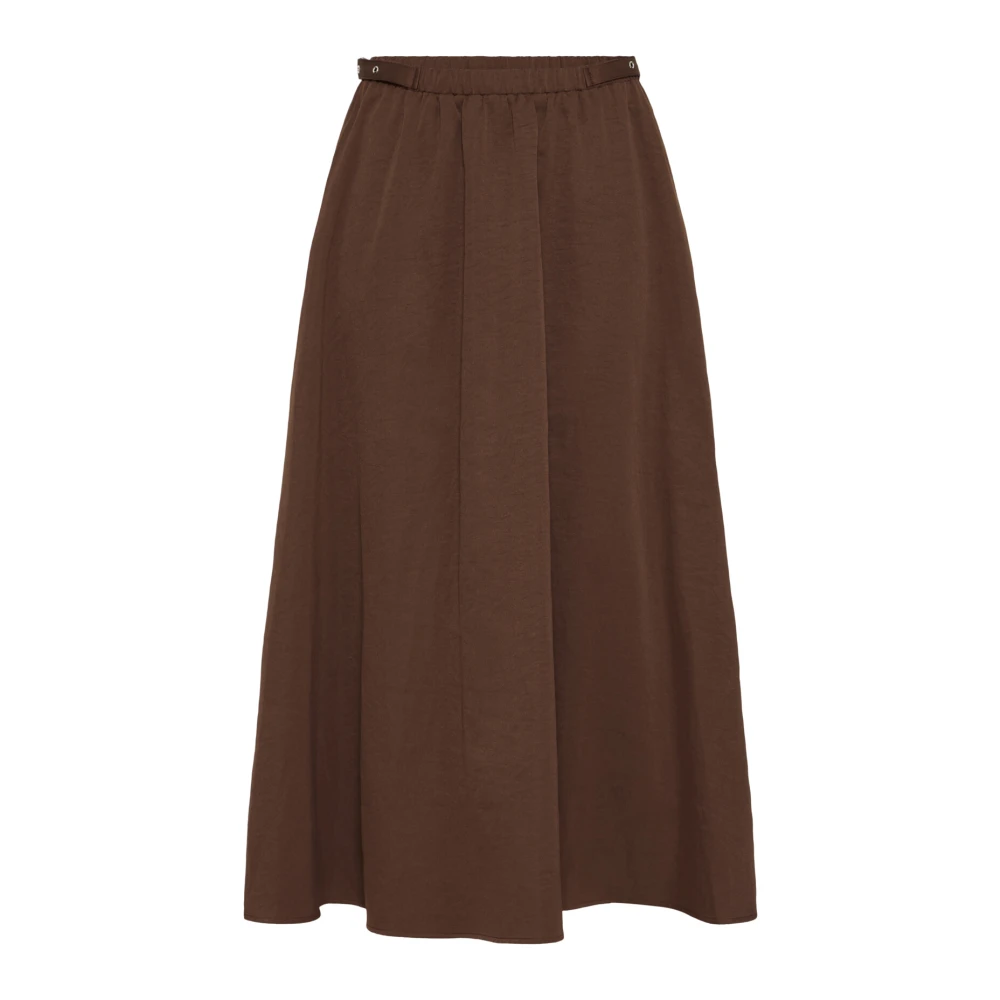Ichi Women's Brown Midi Skirts, Xl, A-Line Skirt Chestnut Color