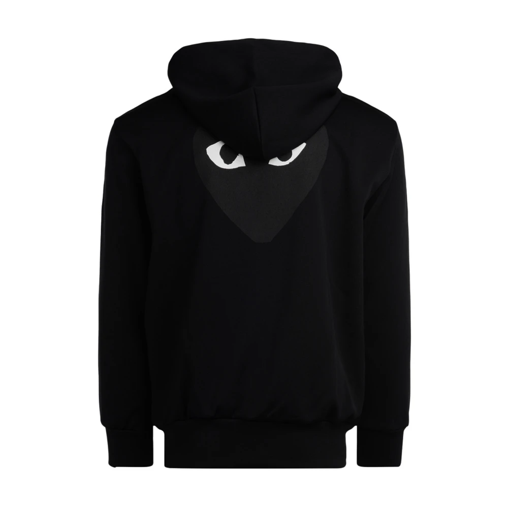 Comme des Garçons Play Zwarte hoodie met hartlogo rits Black Heren