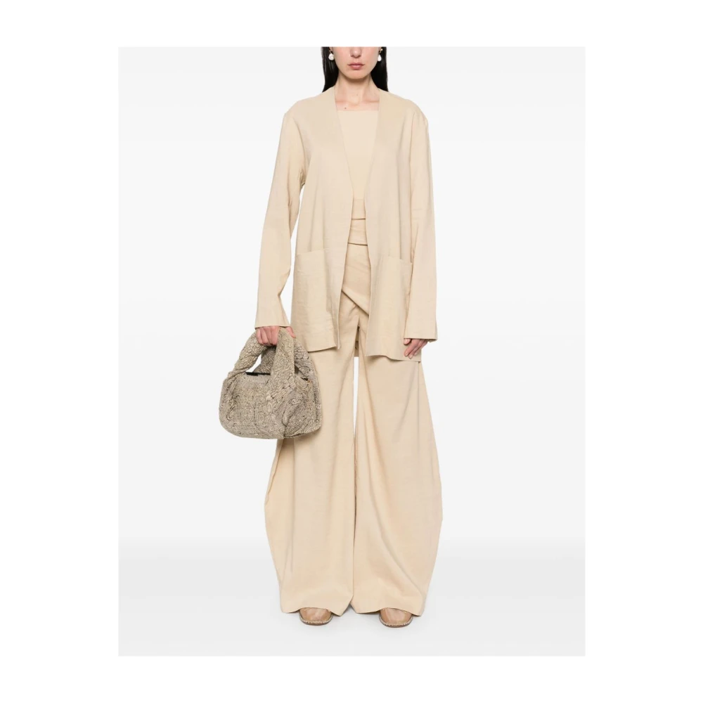 Cortana Beige Open Front Jas met Zakken Beige Dames