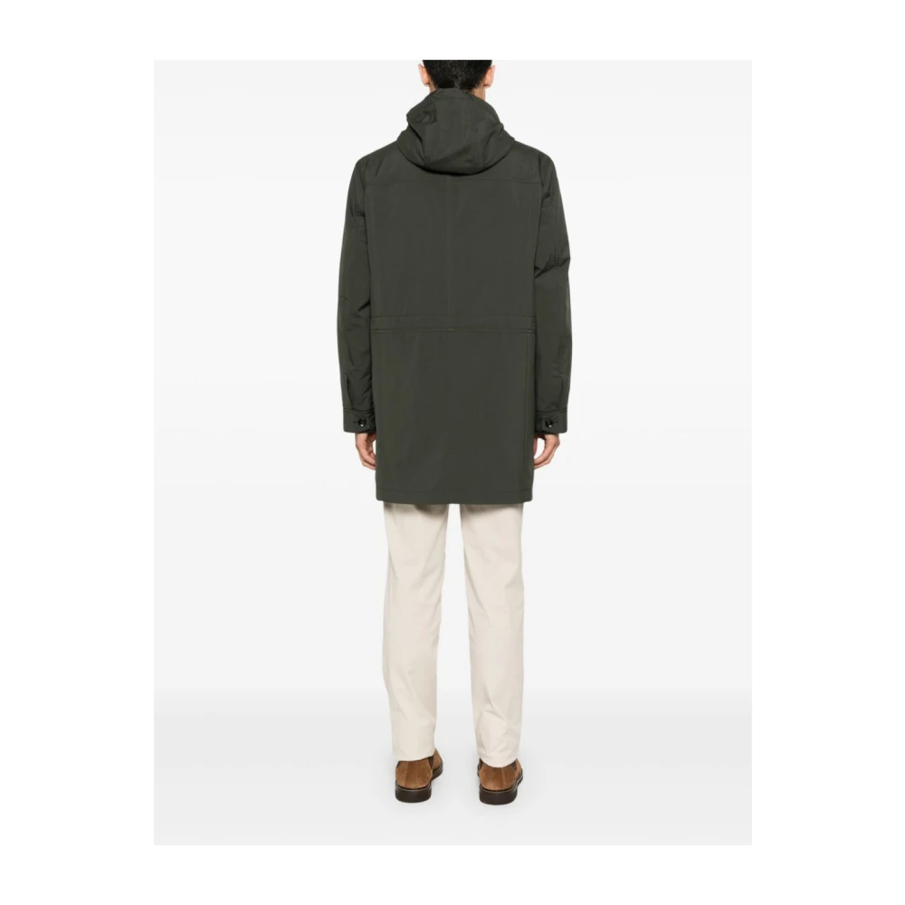 Brioni Hooded Parka Jas Olijfgroen Green Heren