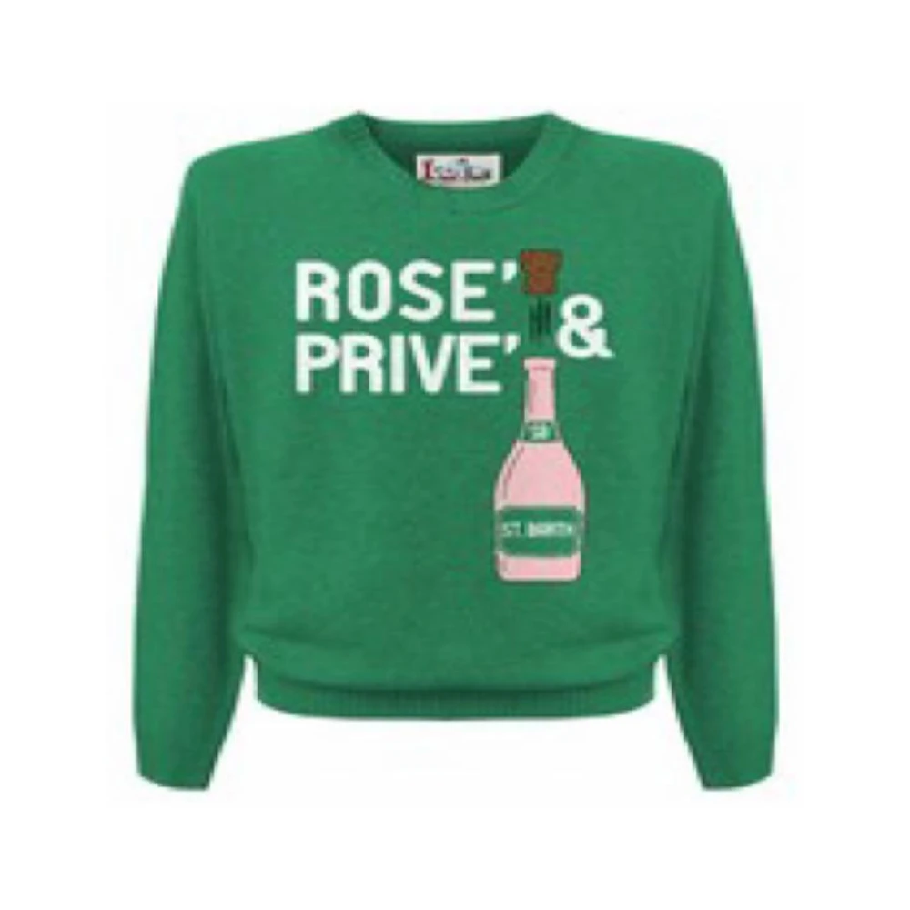 MC2 Saint Barth Kasjmier Jacquard Crewneck Sweater Rosè Privè Green Heren