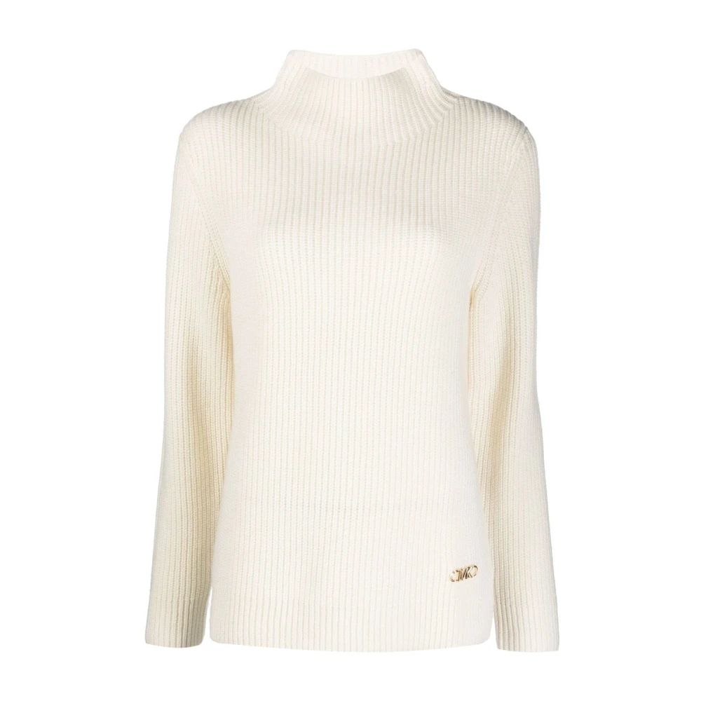 Michael Kors Women's Beige Wool Jumper With Funnel Neck - Turtlenecks - M - Knitwear