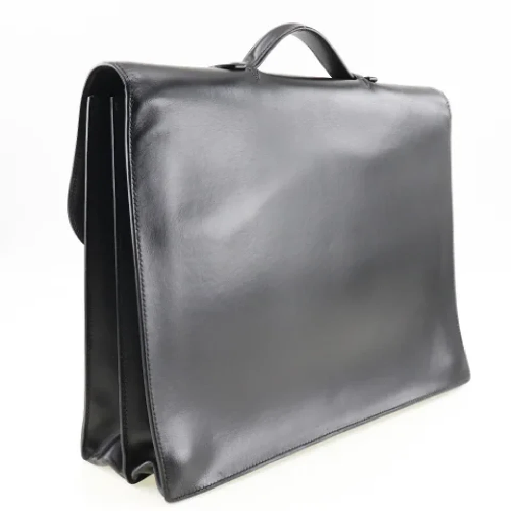 Hermès Vintage Pre-owned Leather briefcases Black Heren