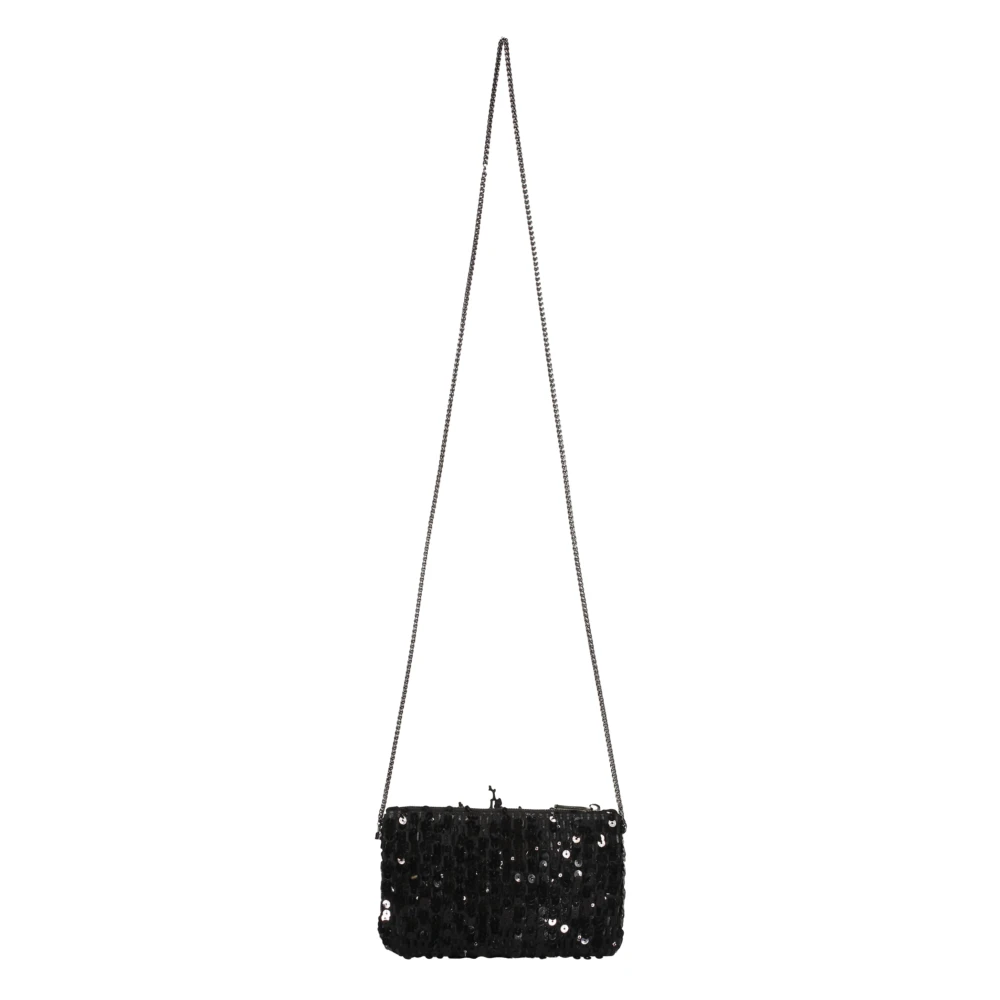 Lorena Antoniazzi Pailletversierde Bloemenclutch met Ketting Black Dames