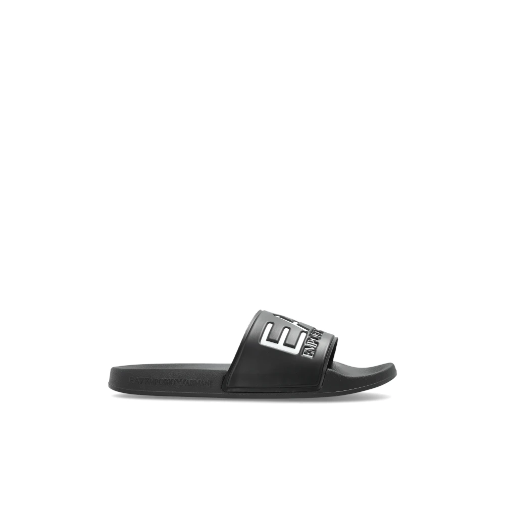 Emporio Armani Ea7 Hombre Negro - Slides Con Logo Extragrande - Shoes - 40 Eu