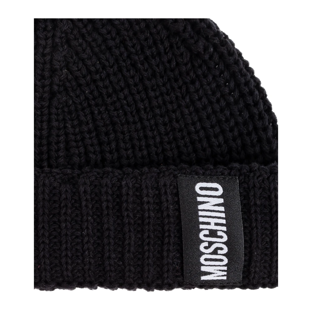 Moschino Katoenen pet met logopatch Black Unisex