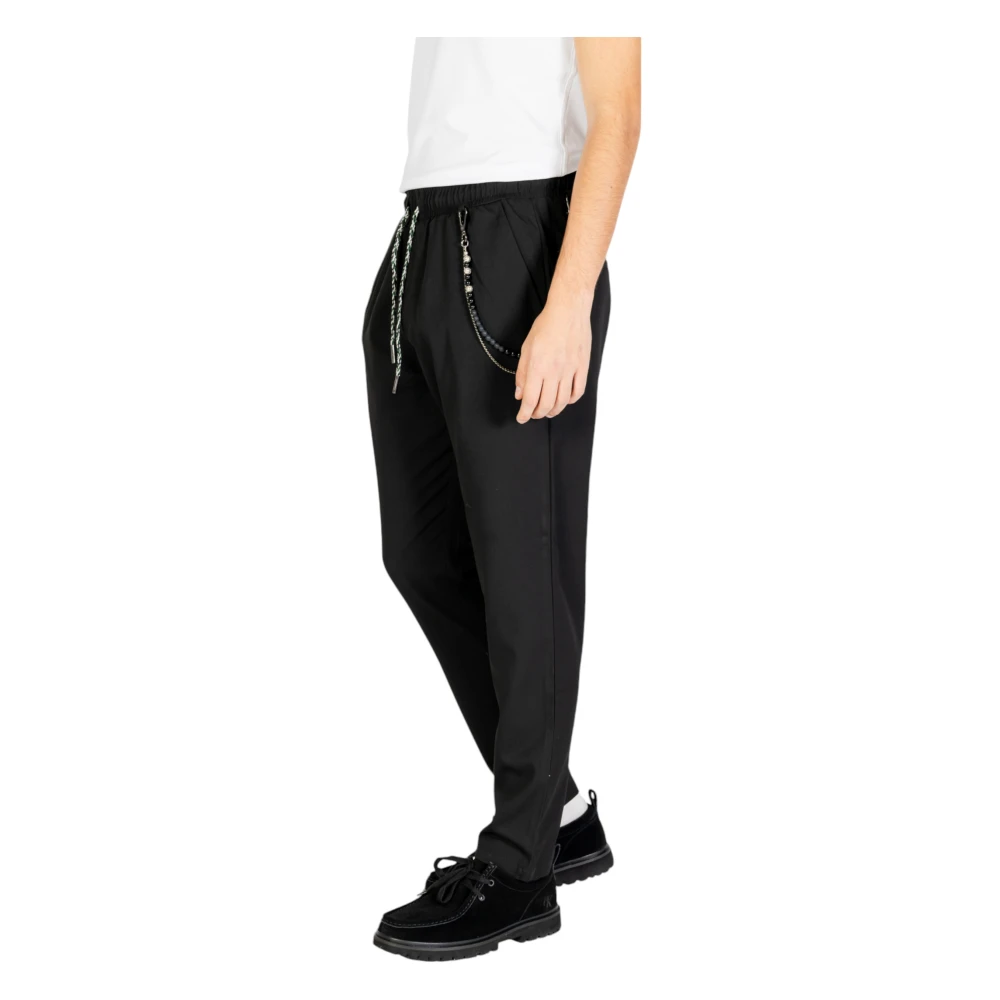 Gianni Lupo Zwarte effen broek met zakken Black Heren