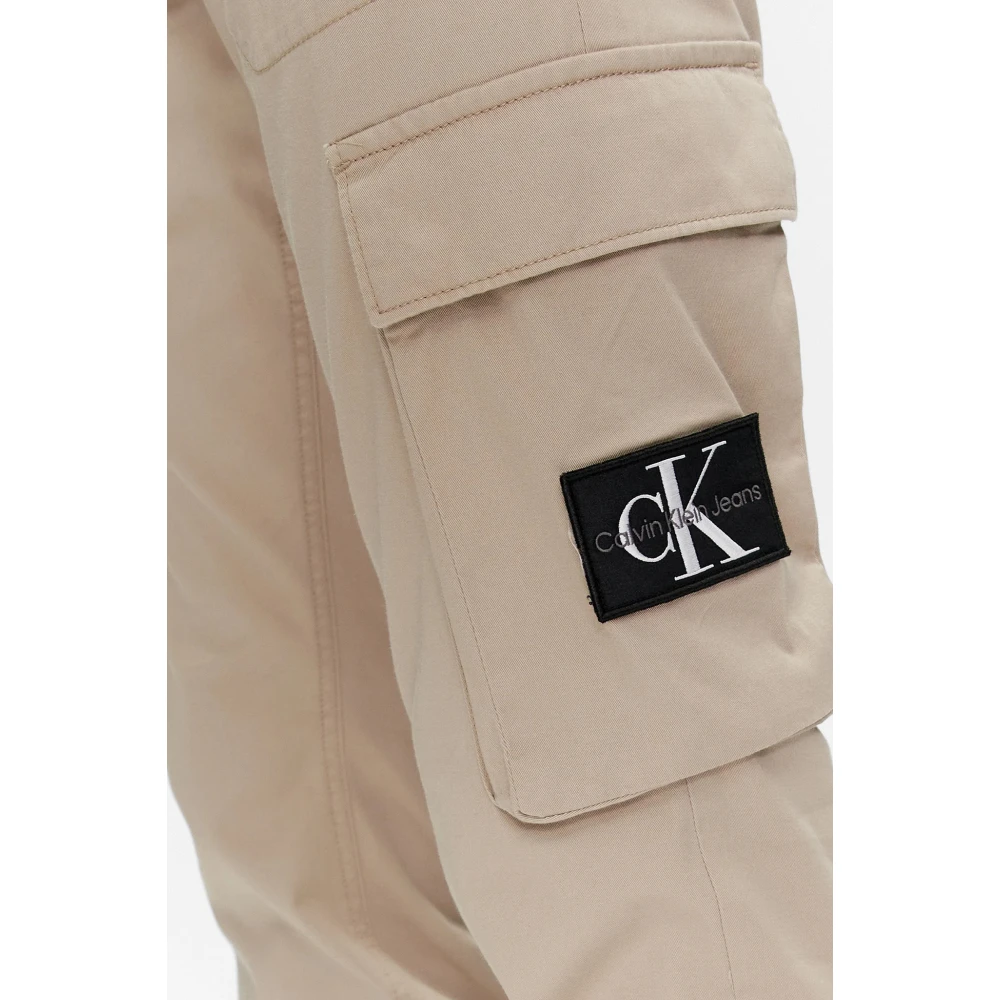 Calvin Klein Jeans Cargo Broek met Lage Taille Beige Heren