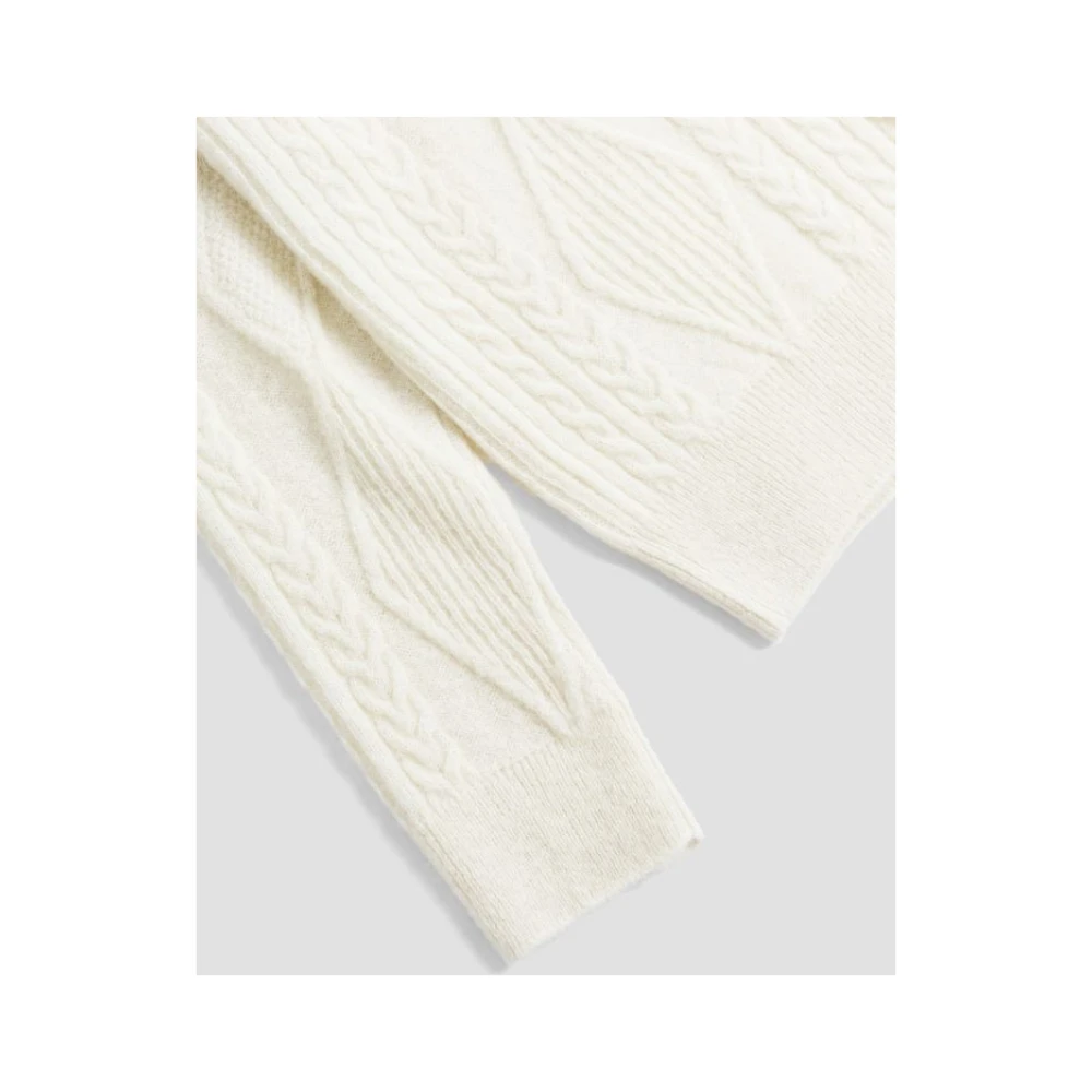 Burberry Witte Kabelgebreide Poloshirt White Heren