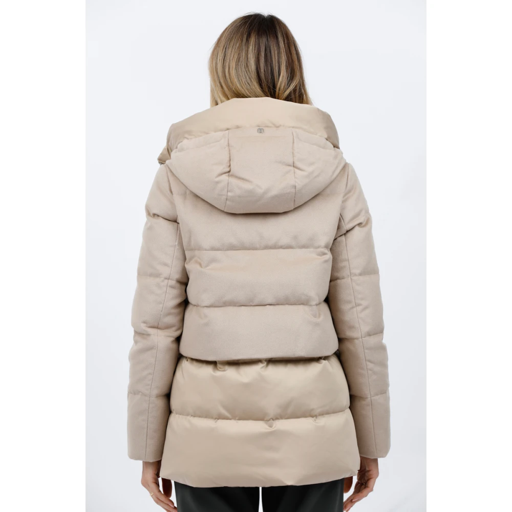 Duno Korte wollen en satijnen parka met verstelbare capuchon Brown Dames