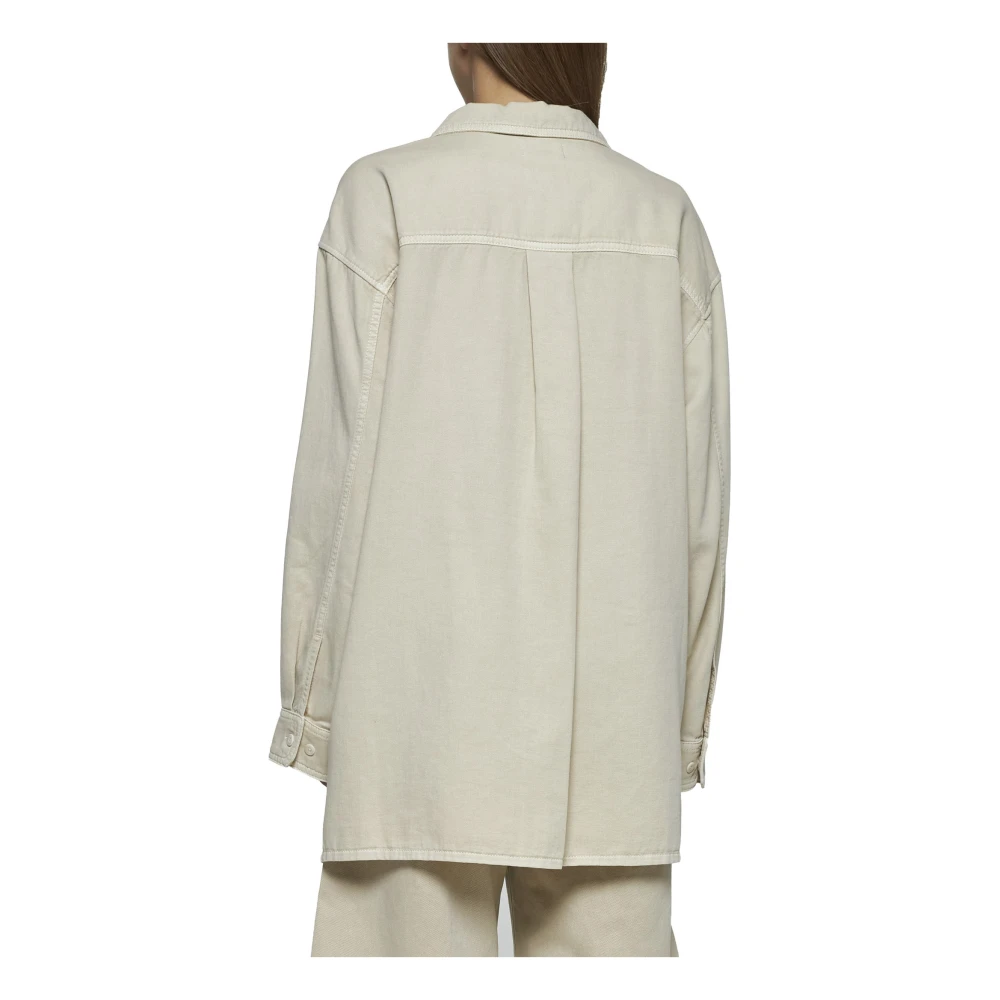 Lemaire Gedraaide Denim Overhemd Beige Dames