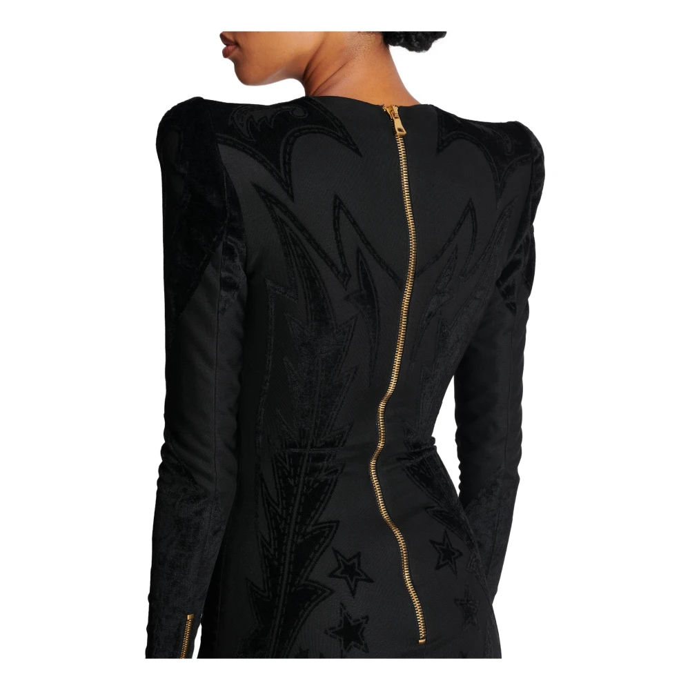 Balmain Jersey Korte Jurk Black Dames
