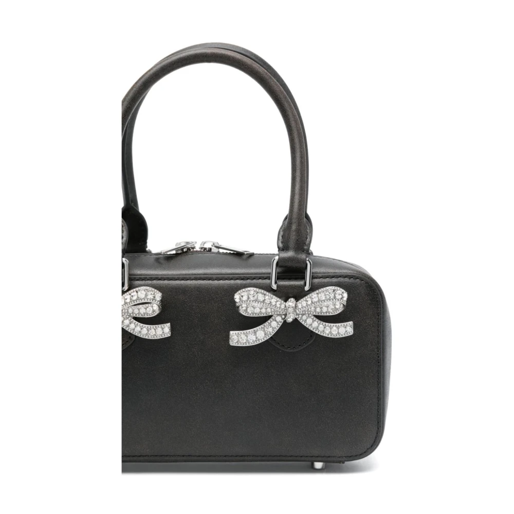 Self Portrait Zwarte leren tote tas met rits Black Dames